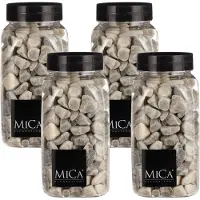 Mica Decorations decoratie stenen - 4x - 650ml - lichtgrijs mix - hobby steentjes - sier stenen
