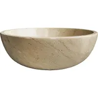 Vente-unique Opzetwastafel in marmer - Crème - Ø40 cm - LAVINO