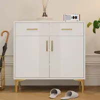 Sweiko Schoenenkast - 2 deuren + 2 lades - Opbergkast - Verstelbare plank - 80 x 35 x 79.5 cm - Wit
