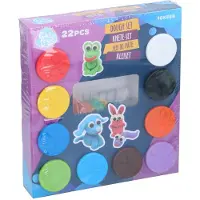 Sans marque Eddy Toys Kleiset 22 Delig - Klei Set met 10 Potjes Klei 55 Gram en 12 Vormpjes - Klei voor Kinderen - Knutsel Klei Set