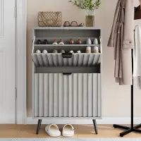 Sweiko Schoenenkast - 2 Scharnierende Laden - 60*24*94cm - Grijs