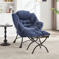 Sweiko Fauteuil - met Hocker - Hoofdsteun - Gestoffeerde stoel - Blauw