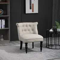 Sweiko Eetkamerstoel - Houten frame - Linnen - Vintage stijl - 67 x 67 x 78 cm - Beige
