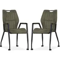 MX Sofa Stoel Olympic met wielen - Mosgroen - set van 2 stuks