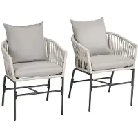 Sweiko Tuinstoel - Set van 2 - Met kussens - Metalen frame - Beige