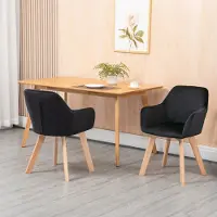Sweiko Eetkamerstoel - Set van 2 - Velvet - Rubberhout - 54x57x80 cm - Zwart