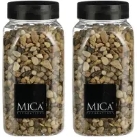 Mica Decorations decoratie stenen - 2x - 650ml - bruin mix - hobby steentjes - sier stenen