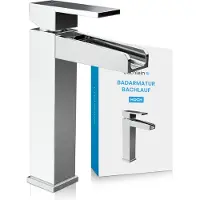 Bächlein Waterkraan hoog voor de badkamer in beekontwerp, extra hoge éénhendelmengkraan met montageset voor opzetwastafel, badkamerkraan chroom
