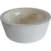 Vente-unique Badkamerwastafel van marmer MARBLE - Kleur crème