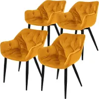 ML-Design Set van 4 eetkamerstoelen Saga velvet | fluweel geel 59x83x67 cm eetkamerstoelen | NADUVI
