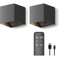 Calex Falerna Wandlamp - 2 Stuks - Oplaadbaar - Up en Down Tuinverlichting - Indirect Licht - Dimbaar - Zwart