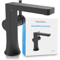 Bächlein badkraan Mara in modern design, eengreepsmengkraan met duurzame keramische cartridge en installatieset, badkraan zwart mat