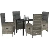 vidaXL Tuin Eettafel Set 5 st Grijs poly rattan