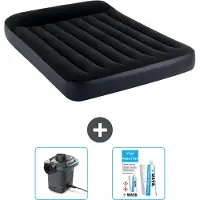 Intex Luchtbed - Twijfelaar - 137 x 191 x 25 cm - Donkerblauw - Inclusief Pomp en Reparatieset