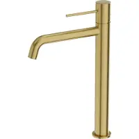 Domino Wastafelkranen ORION – Gouden - Verhoogd Badkamerkranen Mengkraan - Keramische Cartouche, ééngreeps, 1-gats - Wastafel Kraan voor extra hygiëne en comfort - Stijlvol Ontwerp