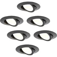 LEDVION – 6x LED Inbouwspot Zwart – Dimbaar – CCT – IP65 – Kantelbaar – Aluminium – Badkamer