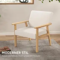 Sweiko Fauteuil - Massief houten frame - Linnen - 64 x 70 x 72 cm - Crème