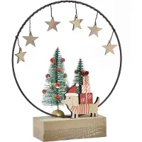Viana Decoratieve ring hout metaal Kerst met hond Ø21cm H25cm
