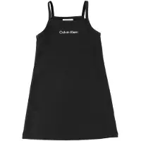 Calvin Klein A-lijn jurk zwart Meisjes Viscose Ronde hals Logo - maat 164