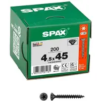Spax 1191040450453 Houtschroef 4.5 mm 45 mm T-STAR plus Staal Zwart BLAX 200 stuk(s)