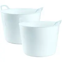 PlasticForte Flexibele kuip of emmer - 2x - ijsblauw - 42 liter - stevig kunststof - 45 x 38 cm - Afvalbak - Wasmand - Opbergmand - Voedsel geschikt
