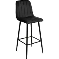 EHokery Luxe Velours Barstoel Toronto - Zwart, 77cm Zithoogte