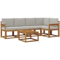 vidaXL Buiten bank set 6 st Natuurlijk en Licht Grijs