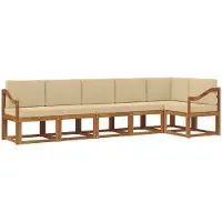 vidaXL Buiten bank set 6 st Natuurlijk en Beige