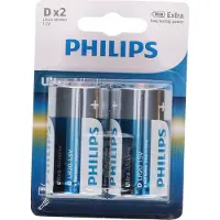 Philips Pack de 2 piles Ultra Alkaline D LR20