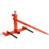 Vevor Frontladertanden 725 kg draagvermogen Balentanden Balenspike Balentransportvork met één spike en twee stabiliserende spikes Zware tanden Compatibel met skid-steerladers en tractoren