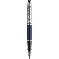 Waterman Expert vulpen | Metaal-blauwe lak met palladium detail | Gebeitelde dop | Roestvrij staal fijne penpunt