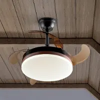 Schuller Valencia LED plafondventilator Vento zwart/brons/rookkleurig Ø 90 cm stil Vento, dimbaar, alu / grijs / zink, Woon-/ Eetkamer, metaal, Modern