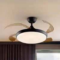 Schuller Valencia LED plafondventilator Venturi zwart/rookkleurig DC Ø 106 cm stil Venturi, dimbaar, alu / grijs / zink, Woon-/ Eetkamer, metaal, Modern
