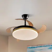 Schuller Valencia LED plafondventilator Vento zwart/goud/rookkleurig Ø 100 cm stil Vento, dimbaar, alu / grijs / zink, Woon-/ Eetkamer, metaal, Modern