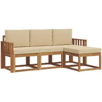 vidaXL Buiten bank set 4 st Natuurlijk en Beige