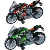 Eddy Toys Motor Wheelie - Elektrisch Speelgoedvoertuig met Licht en Geluid - Massieve Banden - Inclusief Batterijen - Stunt Motor voor Kinderen - Afmetingen 26 x 7 x 14,5 cm - Kleur Zwart/Rood/Groen