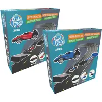 Eddy Toys Springende Raceauto Set – Launch Race Cars – Speelgoed Auto met Launcher en Schans – 3 Delige Set - Rood of Blauw - 1 Willekeurige Kleur