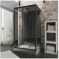 Schulte Bali - douchecabine compleet - 115x85x215- douchecabine mat zwart - transparant veiligheidsglas - regendouche - handdouche - massagedouches
