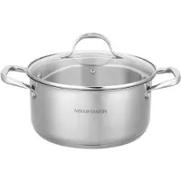 Arthur Martin AM2513 28 cm Stockpot with Lid – Stainless Steel – All Hobs Including Induction