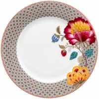 Pip studio Bord Home Plate Blooming Tales Khaki 26,5 cm (Set van 6)