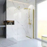 Schulte douchewand - inloopdouche - 90x200 - goud profiel - transparant veiligheidsglas - antikalk