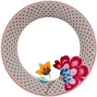 Pip studio Bord Home Plate Blooming Tales Khaki 23 cm (Set van 6)