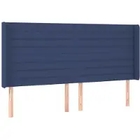 vidaXL Hoofdbord met randen 183x16x118/128 cm stof blauw