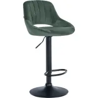 CLP Milet Barkruk - Met rugleuning - Verstelbaar - Velvet - Fluweel - zwart/groen