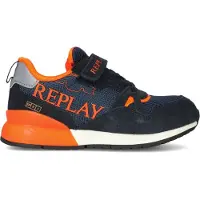 Replay Shoot JR suede sneakers donkerblauw/neon oranje Jongens Suède Meerkleurig - maat 29