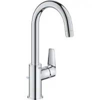 GROHE Start Edge - Wastafelkraan met draaibre uitloop en trekwaste, chroom 24201001