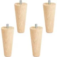 Sotech Set van 4 meubelpoten eiken ruw, H 100 mm / conisch Ø 45/25 mm met M8 draadstang van