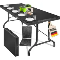 Kesser Inklapbare Tafel 220x68x74cm Vouwtafel - Campingtafel Kunststof - Klaptafel Geschikt voor 10 Personen voor Tuin, Terras en Balkon inclusief Draaggreep - Antraciet