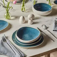Karaca Earth Collection New Galactic Oscar Reactive Glaze - 55-delige Serviesset – 12 Personen – Porselein – Multicolor – Vaatwasserbestendig