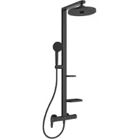 Ideal standard Alu+ douchesysteem met Ceraflow douchearmatuur, 2 plateaus, een handdouche met 2 functies en een hoofddouche met 2 functies
